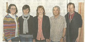 Irmgard Appel/Beisitzerin, Brigitte Wenzel/2. Vorsitzende, Gabriele Kronseder/Kassier, Wolfgang Fritz, 1. Vorsitzender, Robert Strobl/Beisitzer Irmgard Appel/Beisitzerin, Brigitte Wenzel/2. Vorsitzende, Gabriele Kronseder/Kassier, Wolfgang Fritz, 1. Vorsitzender, Robert Strobl/Beisitzer